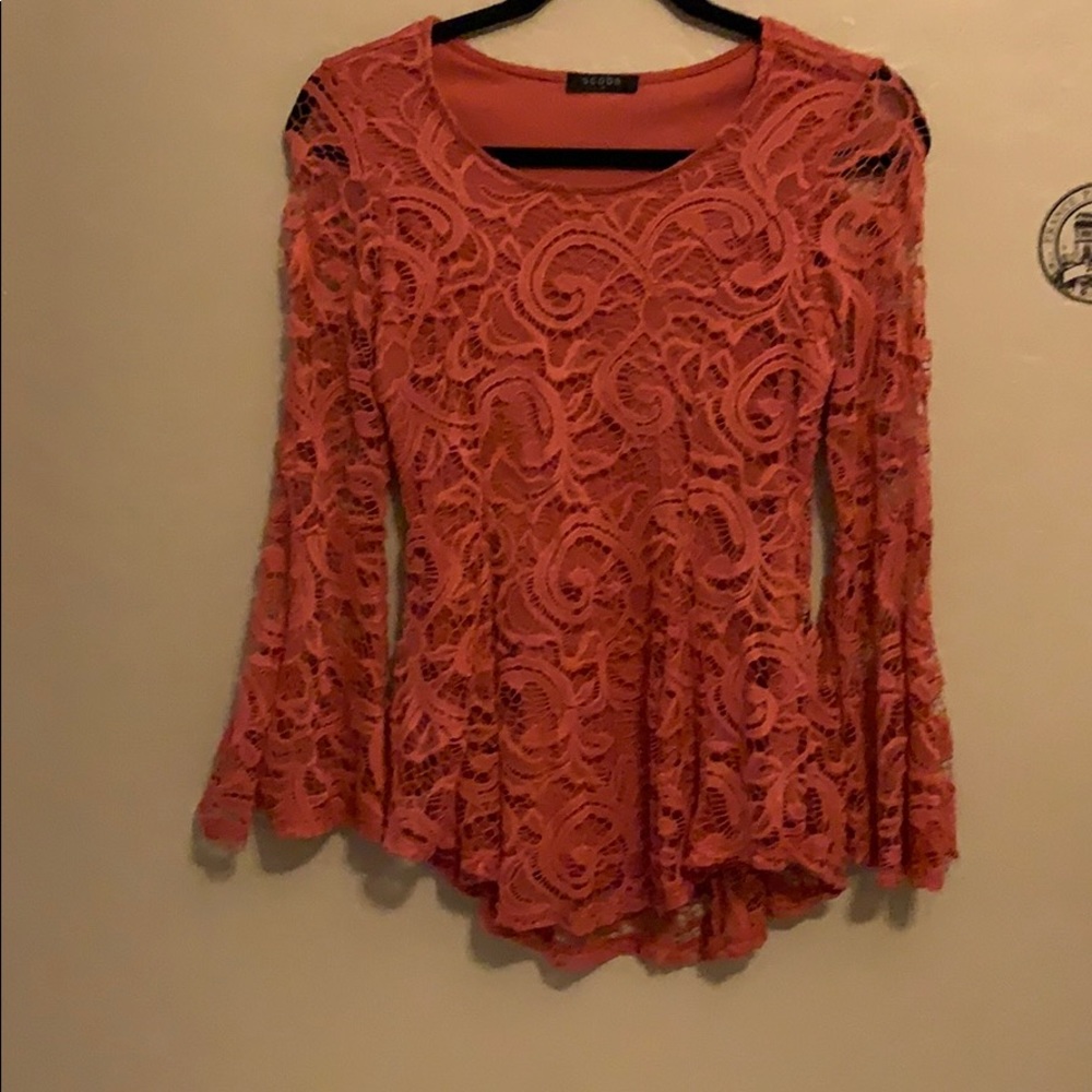 Cute lace bell sleeve top